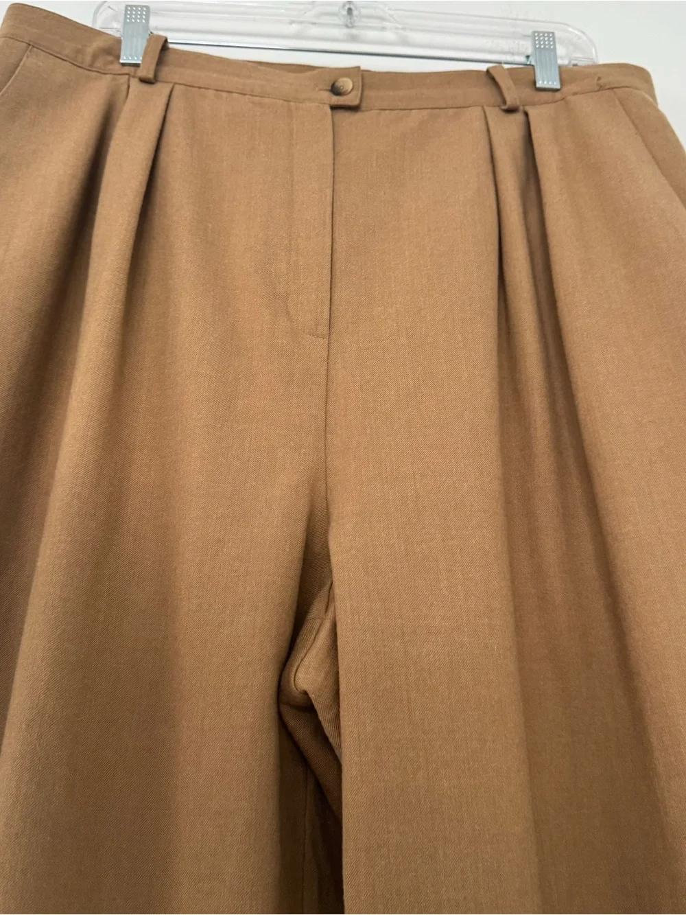 Vtg Jones New York Country Pants Size 18 Wool Blend Pleated Tan Brown 36x30